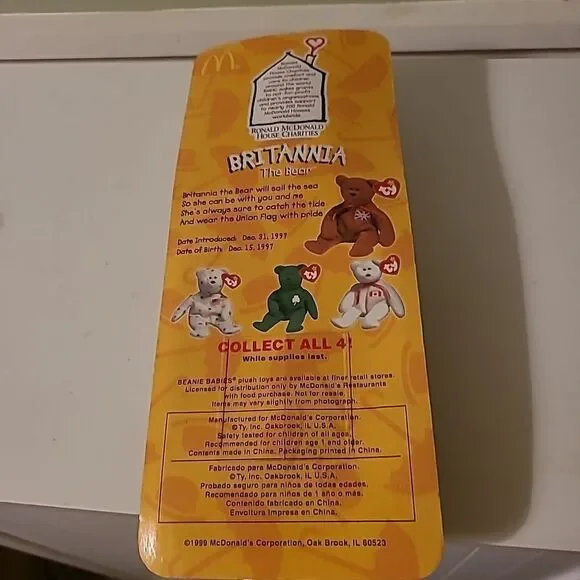Ty 1999 McDonald's Brittania The Bear - Picture 2 of 2